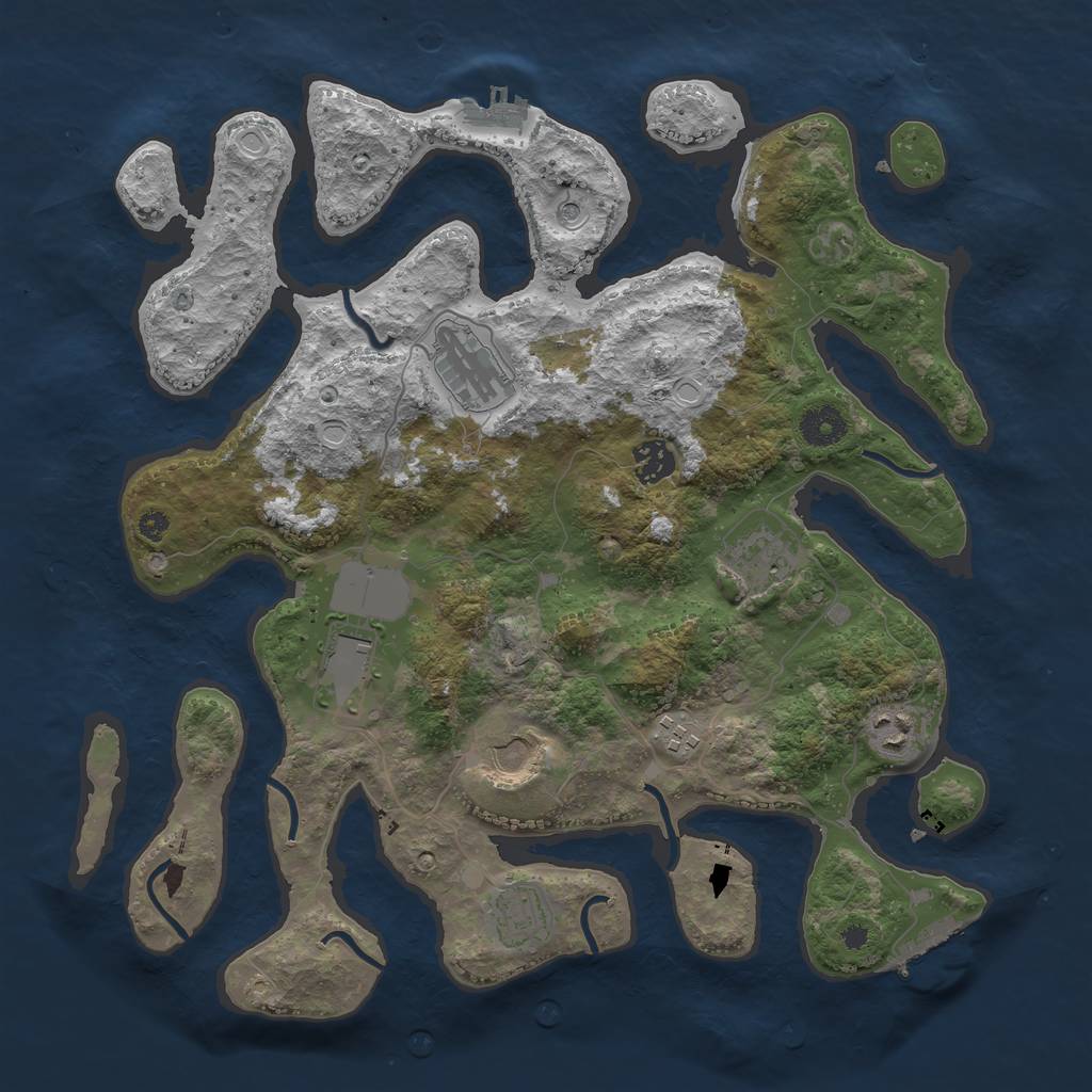 Rust Map: Procedural Map, Size: 3750, Seed: 379937150, 16 Monuments