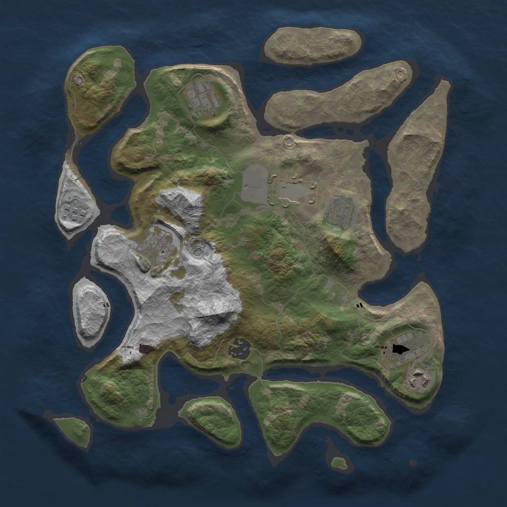 Rust Map: Barren, Size: 3500, Seed: 191111473, 11 Monuments