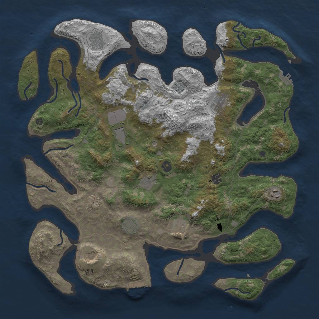 Rust Map: Procedural Map, Size: 4500, Seed: 1595304055, 19 Monuments