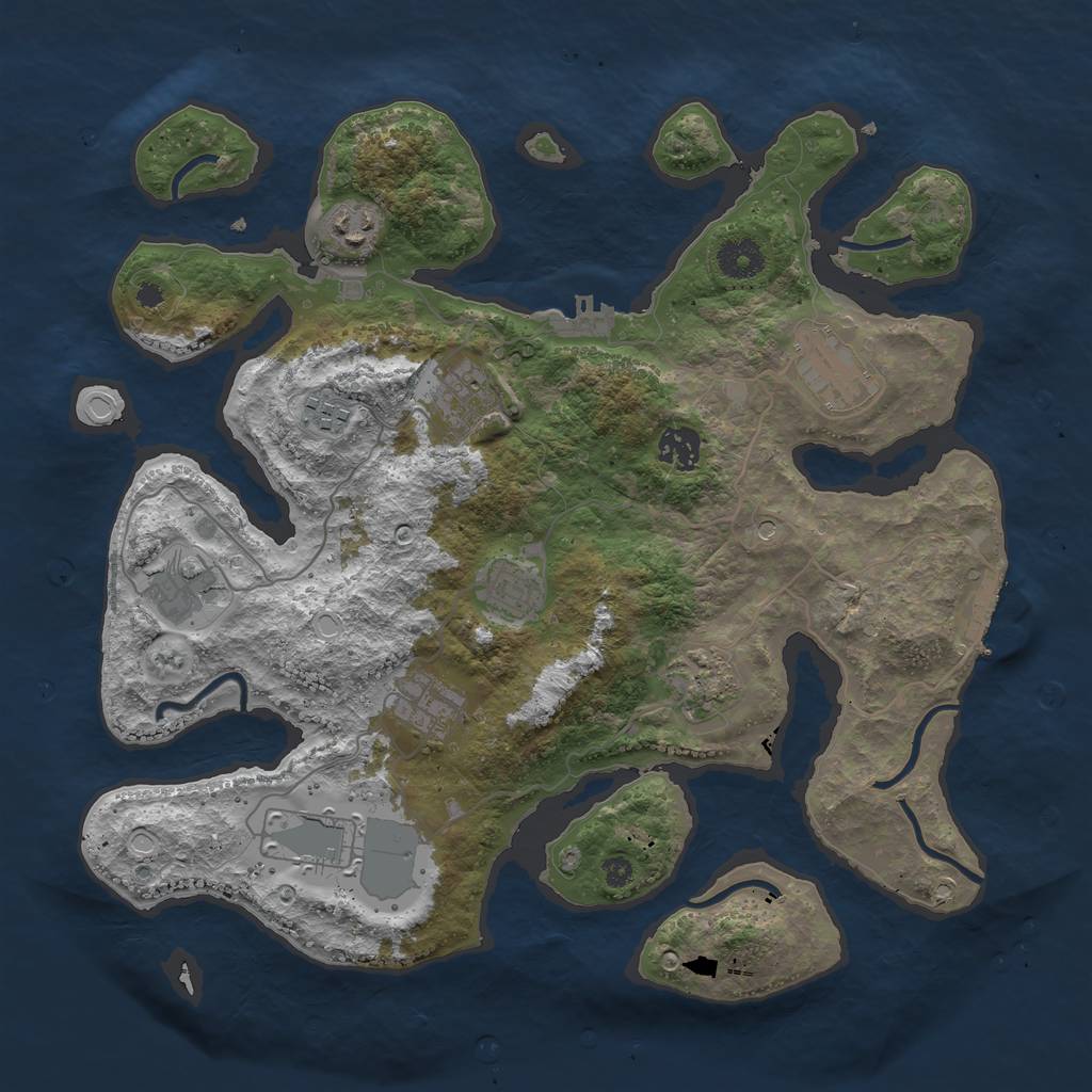 Rust Map: Procedural Map, Size: 3700, Seed: 133043457, 18 Monuments