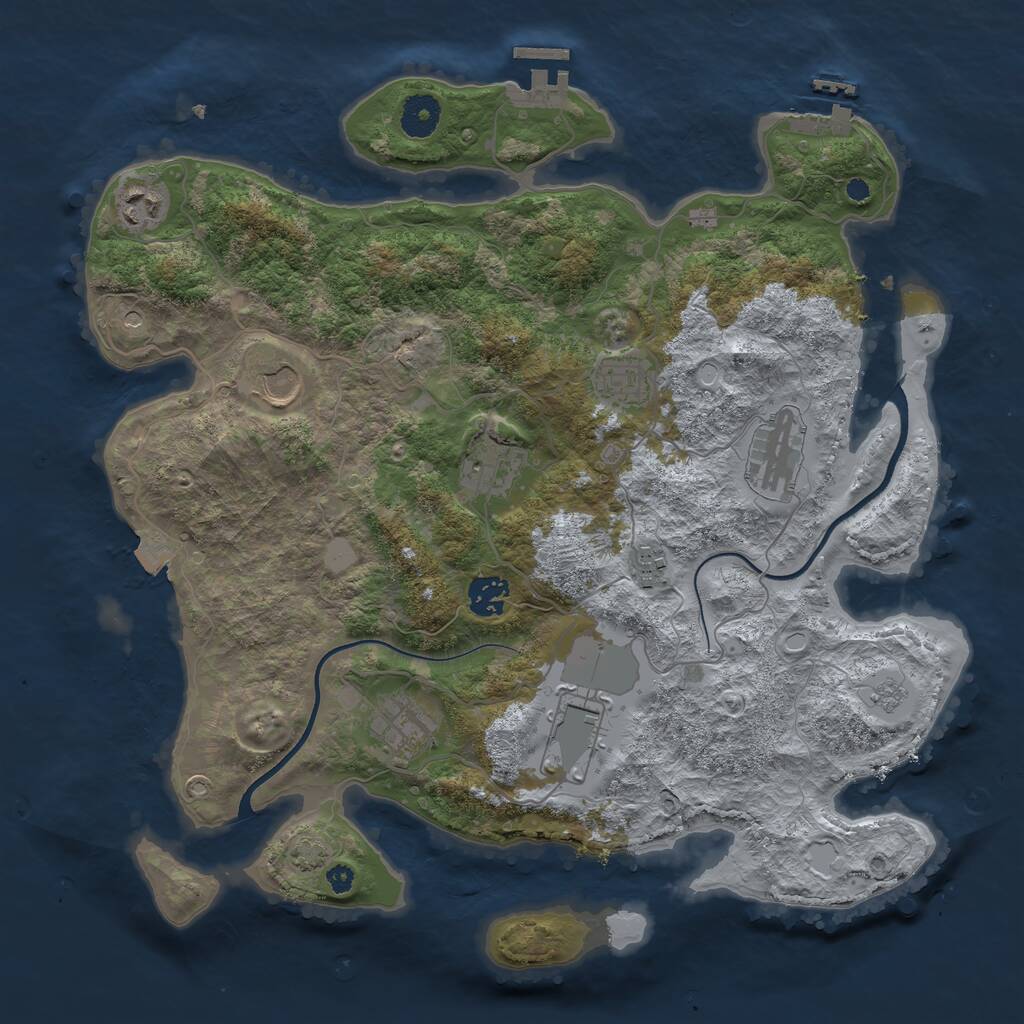 Rust Map: Procedural Map, Size: 3700, Seed: 87, 15 Monuments