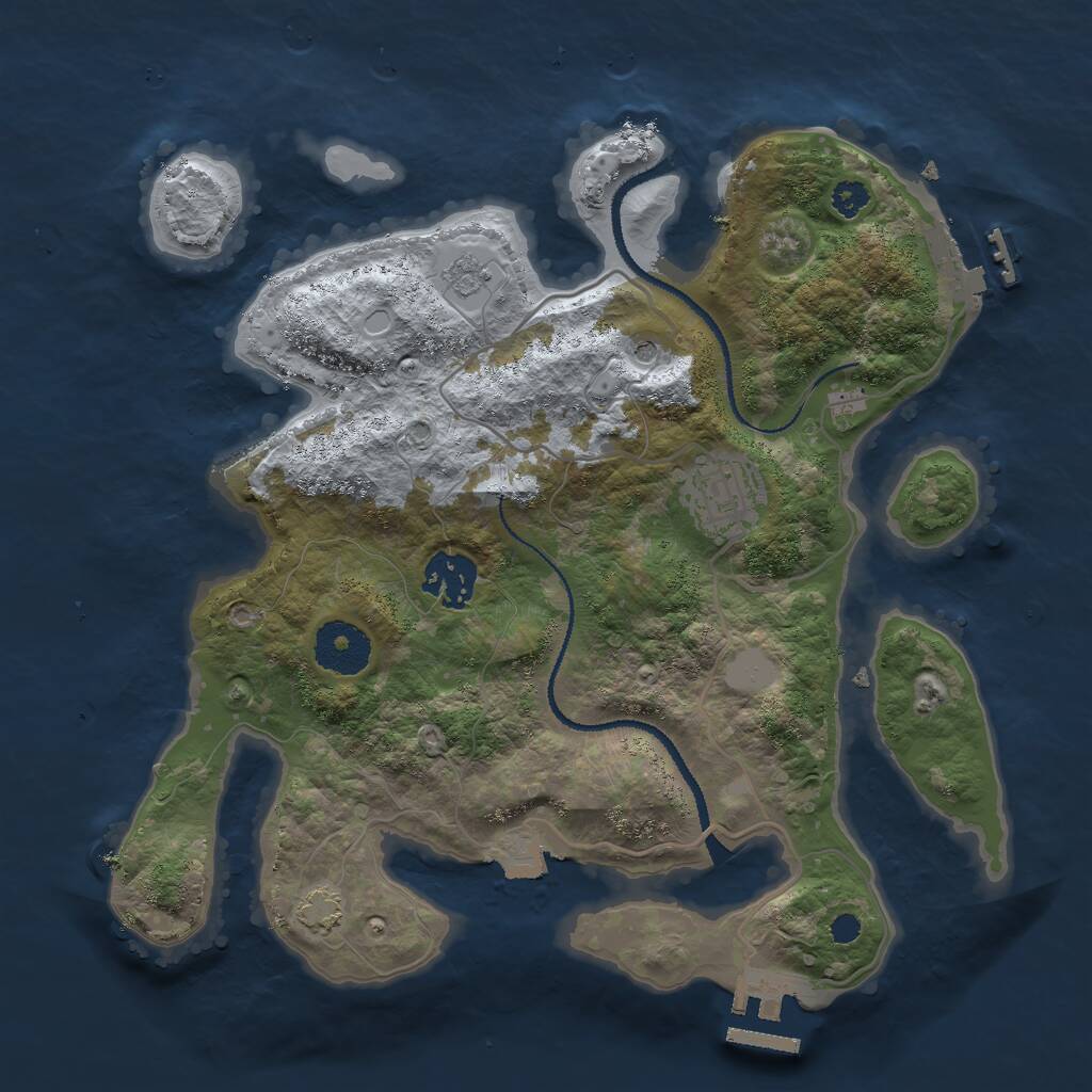 Rust Map: Procedural Map, Size: 3000, Seed: 57394728, 8 Monuments