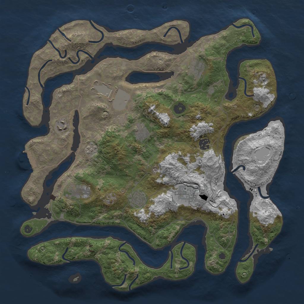 Rust Map: Procedural Map, Size: 4000, Seed: 54237, 16 Monuments
