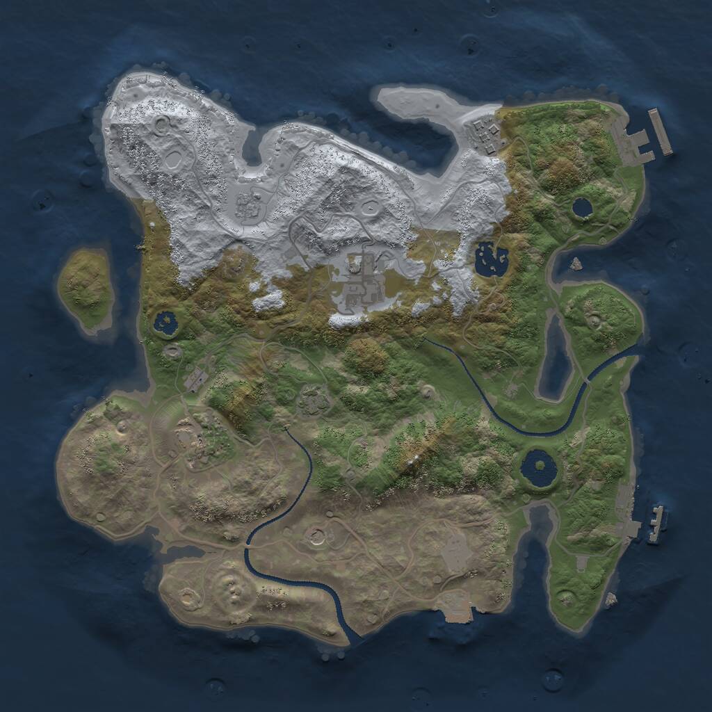 Rust Map: Procedural Map, Size: 3000, Seed: 72564, 10 Monuments