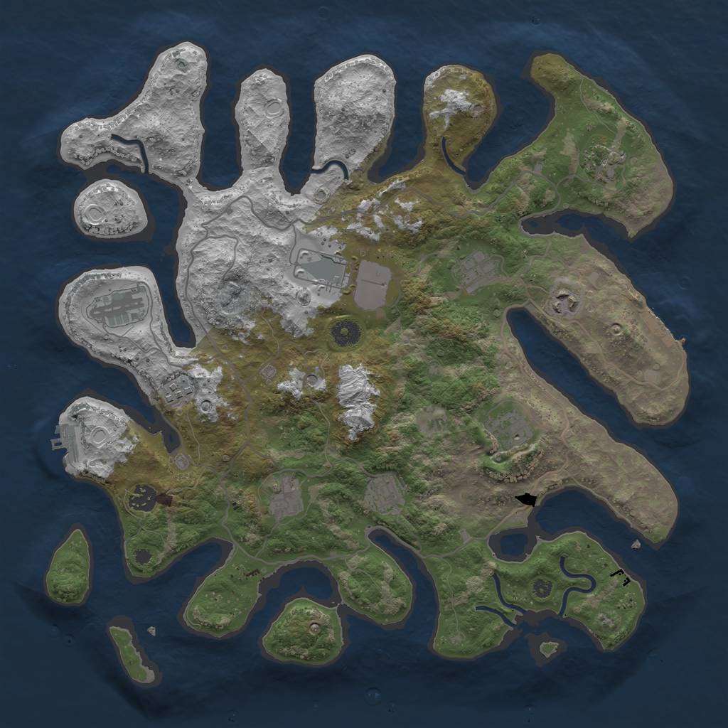 Rust Map: Procedural Map, Size: 4000, Seed: 6634, 18 Monuments