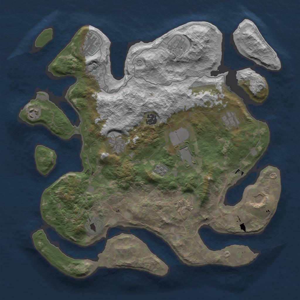 Rust Map: Barren, Size: 4000, Seed: 715707070, 14 Monuments
