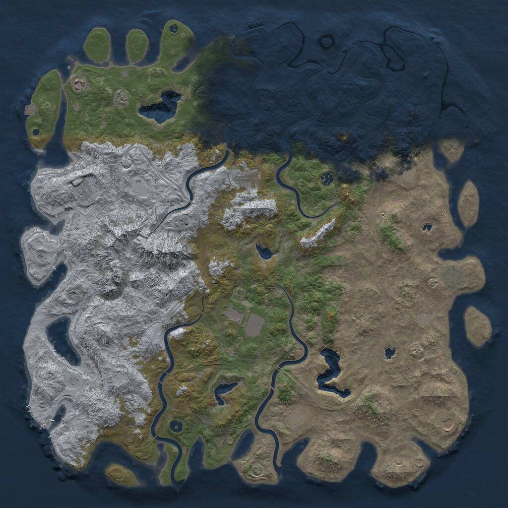 Rust Map: Procedural Map, Size: 6000, Seed: 253452355, 17 Monuments