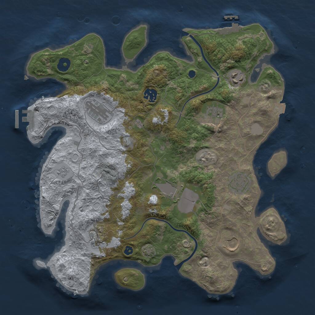 Rust Map: Procedural Map, Size: 3500, Seed: 48665756, 13 Monuments