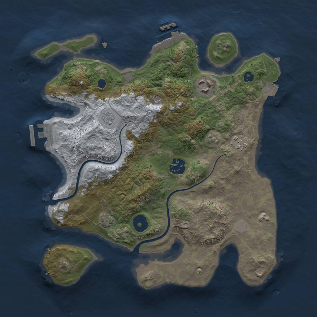 Rust Map: Procedural Map, Size: 3000, Seed: 71157, 9 Monuments