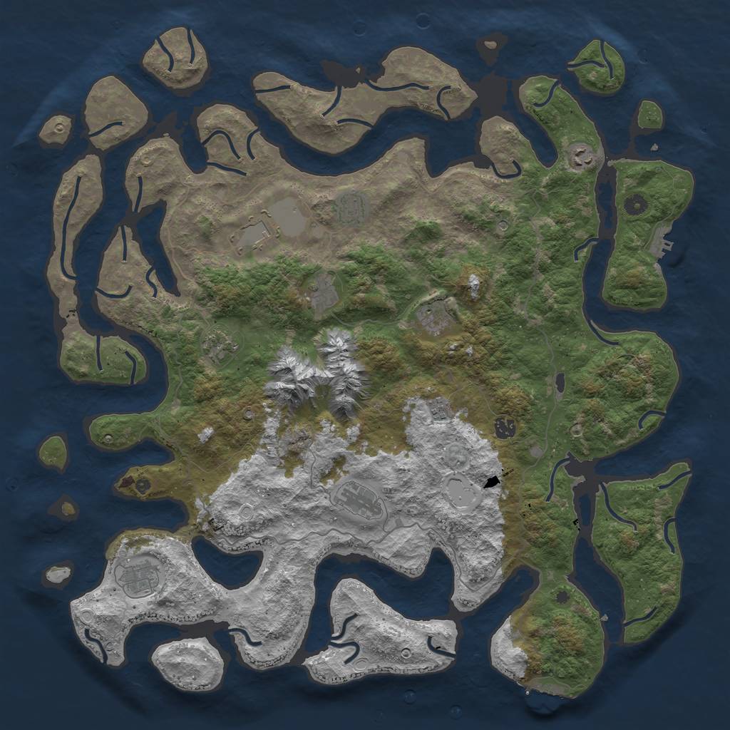 Rust Map: Procedural Map, Size: 5000, Seed: 1352245703, 18 Monuments