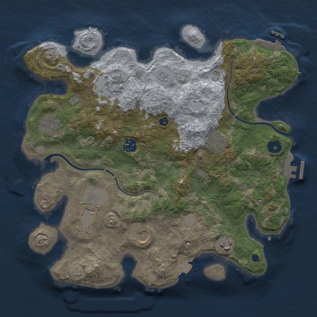 Rust Map: Procedural Map, Size: 3500, Seed: 1340559995, 13 Monuments
