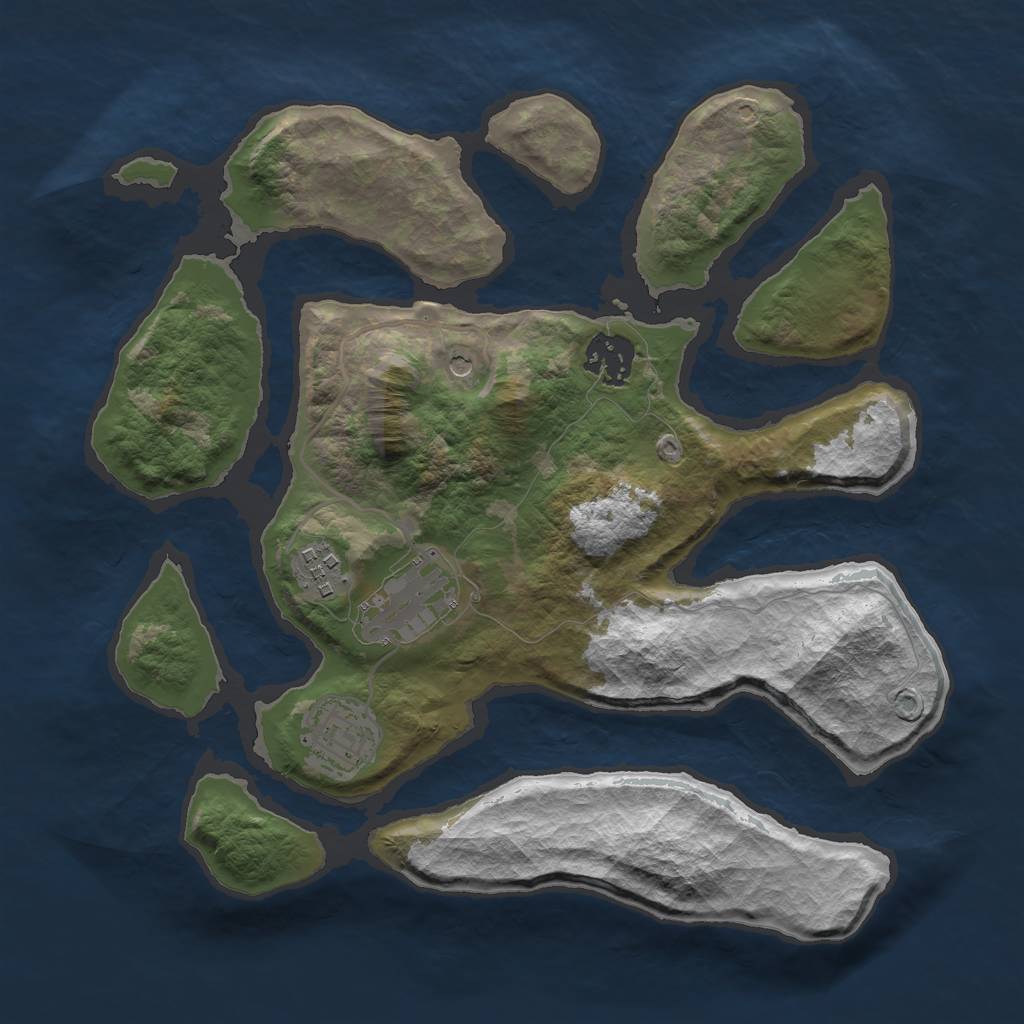 Rust Map: Barren, Size: 3000, Seed: 114, 7 Monuments