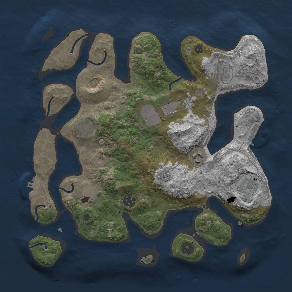 Rust Map: Procedural Map, Size: 3500, Seed: 3429344, 17 Monuments