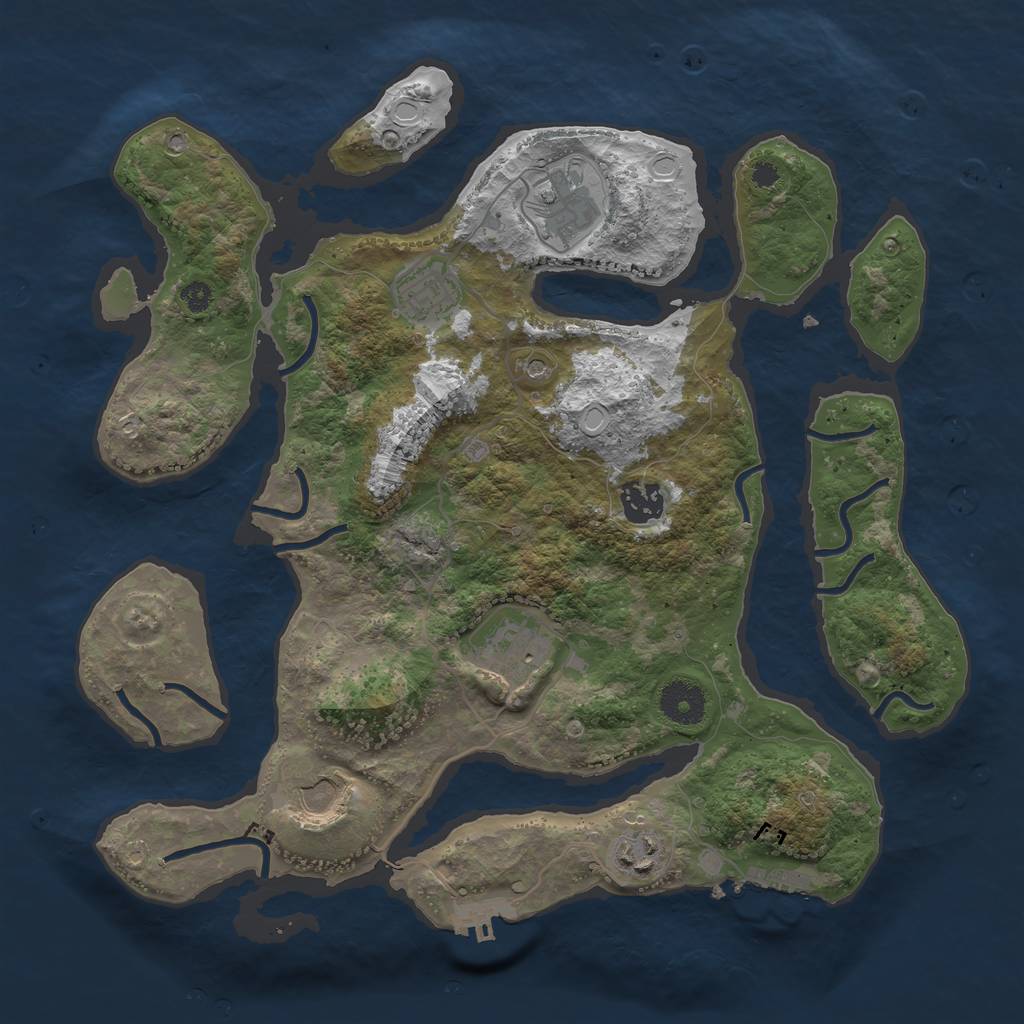 Rust Map: Procedural Map, Size: 3500, Seed: 3576328, 14 Monuments