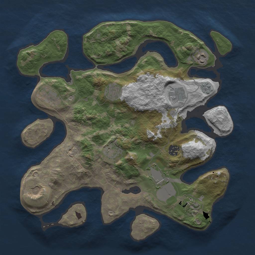 Rust Map: Barren, Size: 3500, Seed: 470148689, 13 Monuments