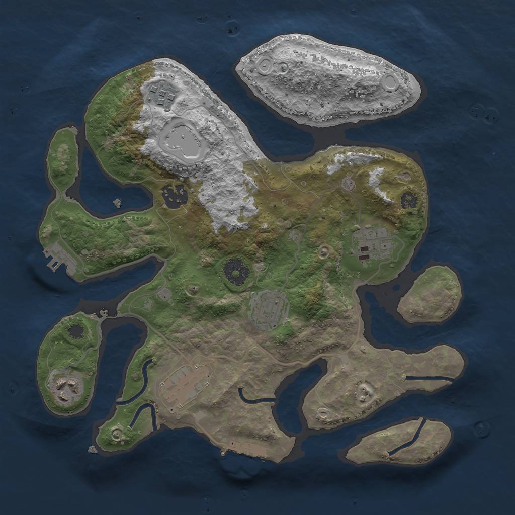Rust Map: Procedural Map, Size: 3000, Seed: 631477661, 13 Monuments