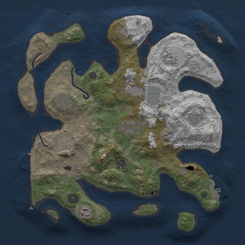 Rust Map: Procedural Map, Size: 3500, Seed: 1322792644, 16 Monuments