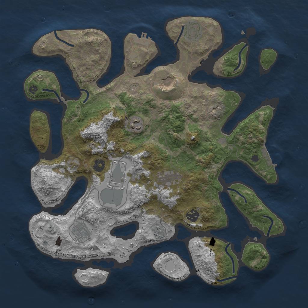 Rust Map: Procedural Map, Size: 3700, Seed: 500, 16 Monuments