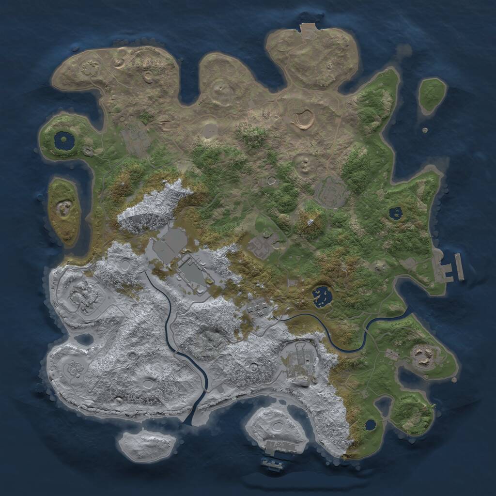 Rust Map: Procedural Map, Size: 3700, Seed: 500, 16 Monuments