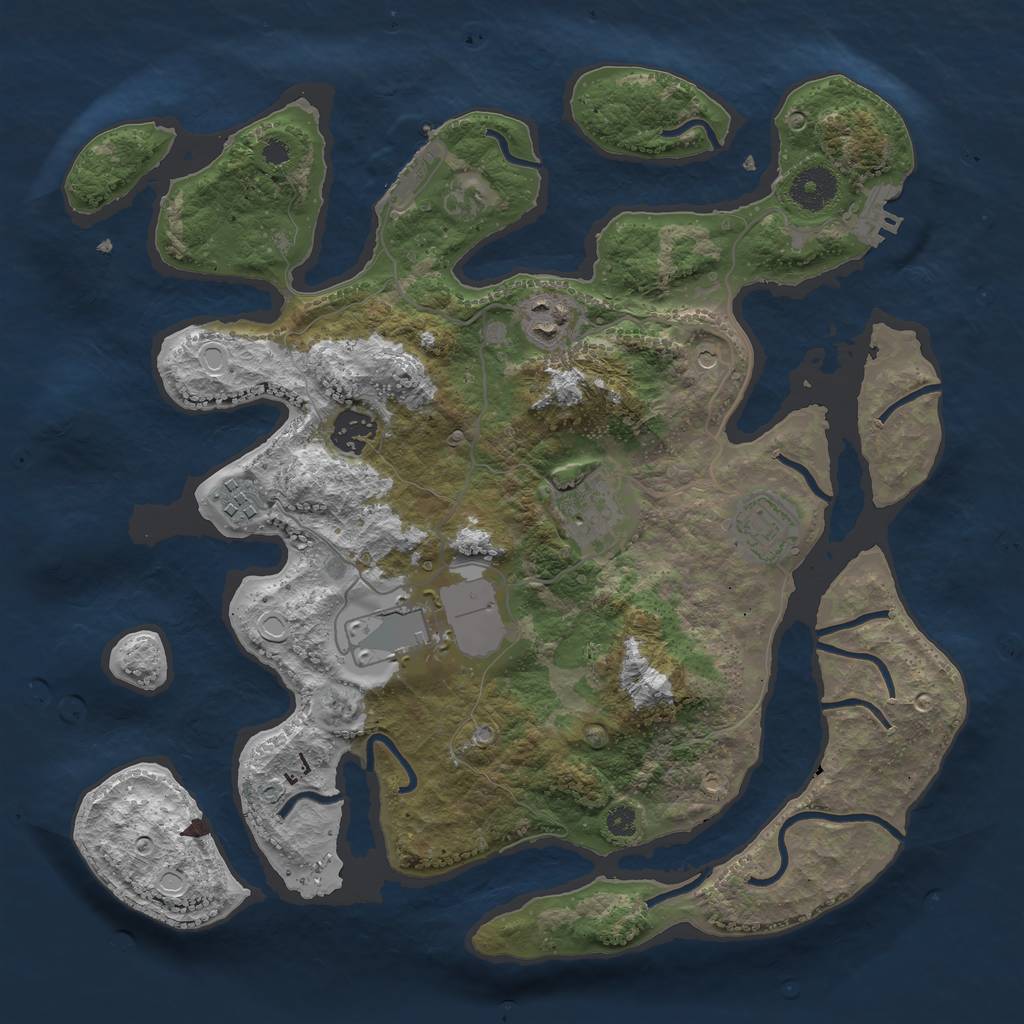 Rust Map: Procedural Map, Size: 3500, Seed: 291872093, 14 Monuments