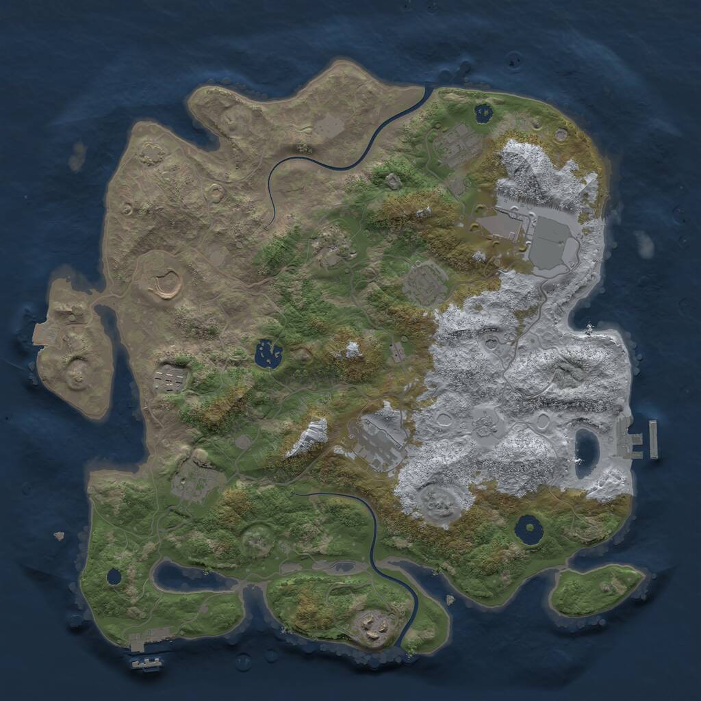 Rust Map: Procedural Map, Size: 3700, Seed: 455346284, 16 Monuments