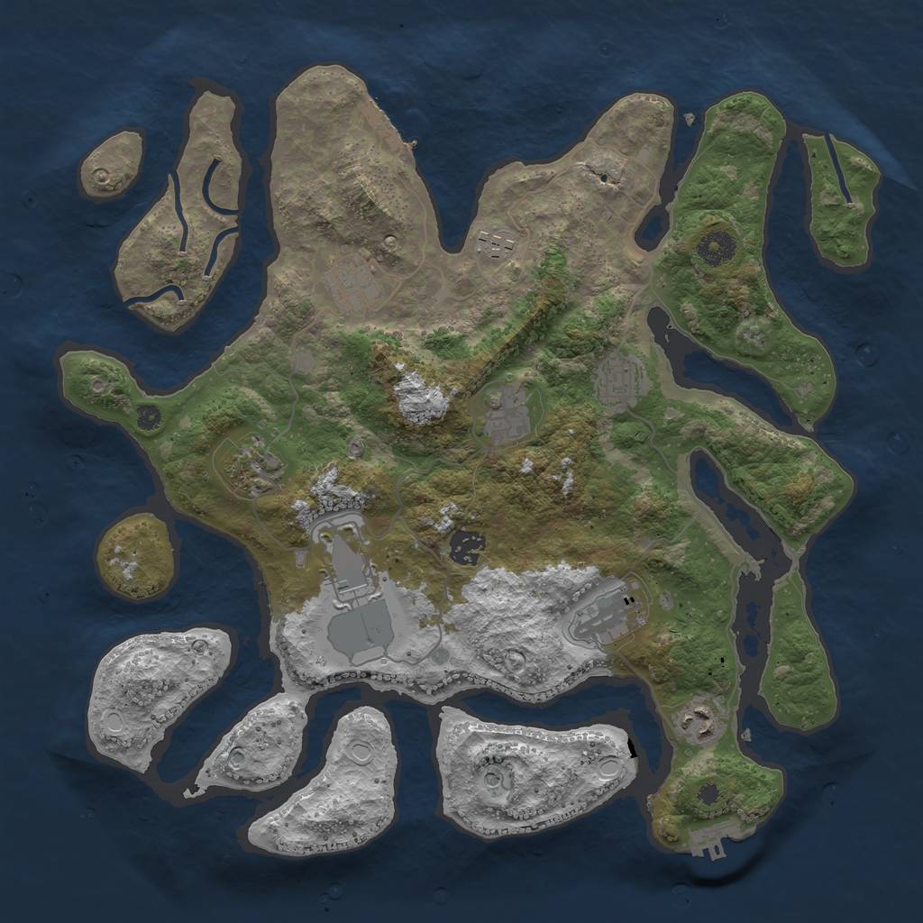 Rust Map: Procedural Map, Size: 3800, Seed: 99287042, 17 Monuments