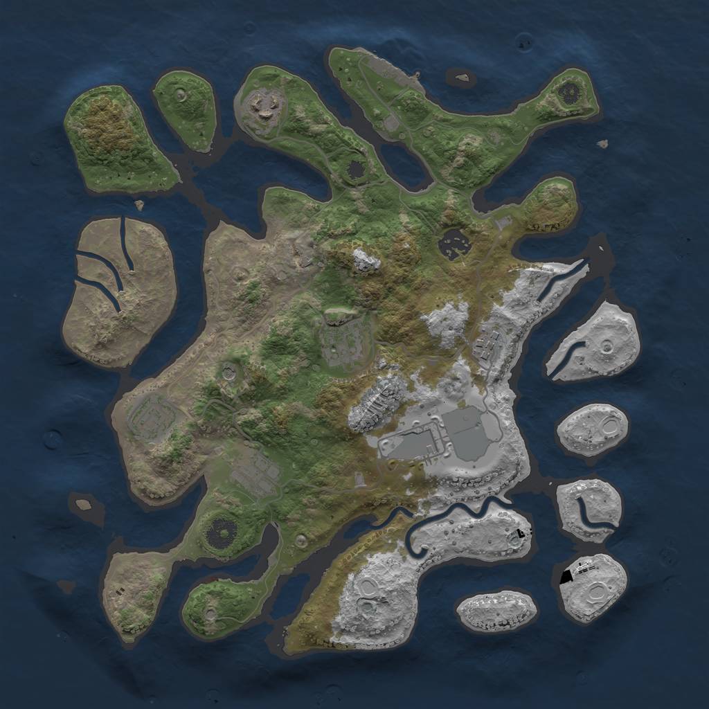 Rust Map: Procedural Map, Size: 3500, Seed: 1068697069, 14 Monuments