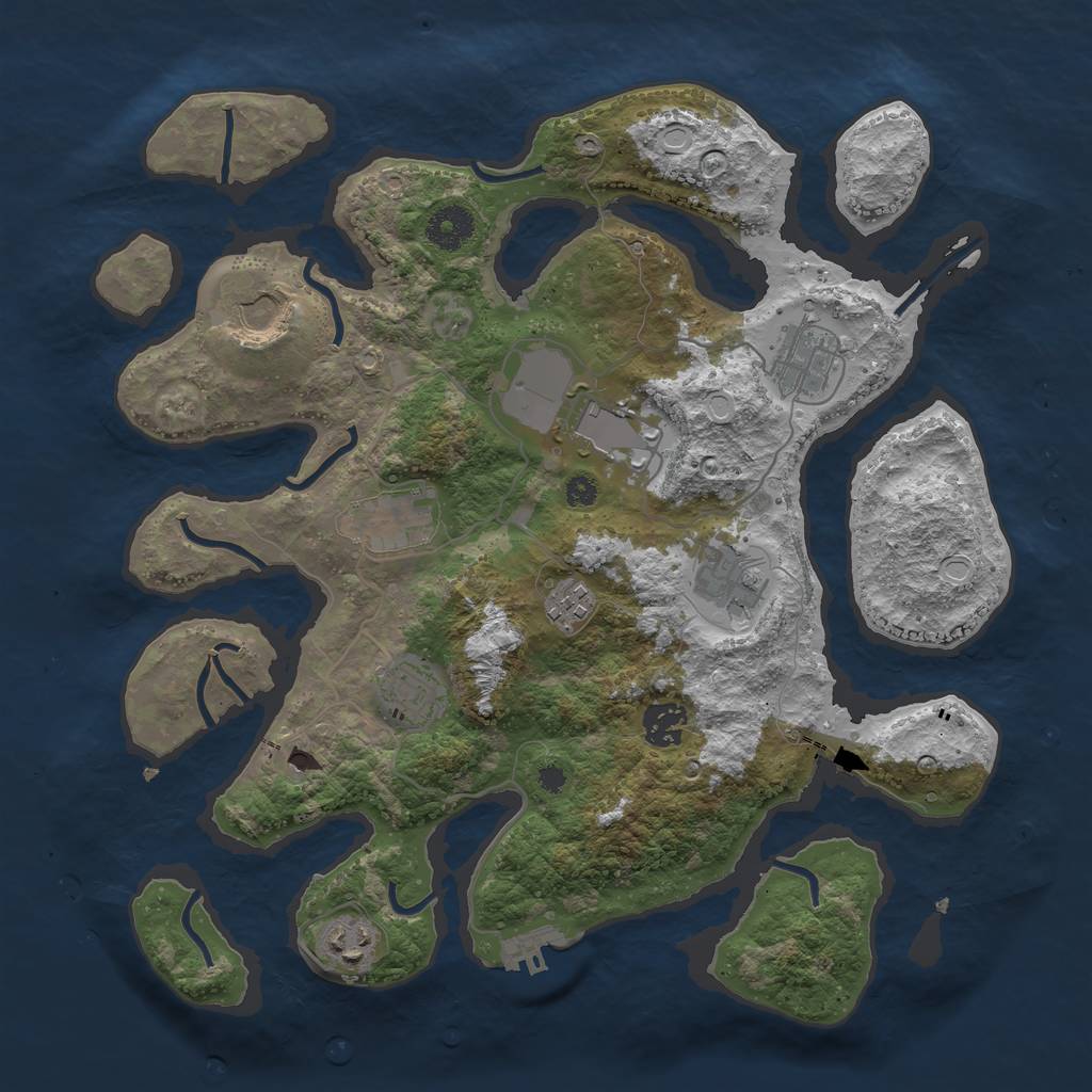 Rust Map: Procedural Map, Size: 3600, Seed: 1632246627, 16 Monuments