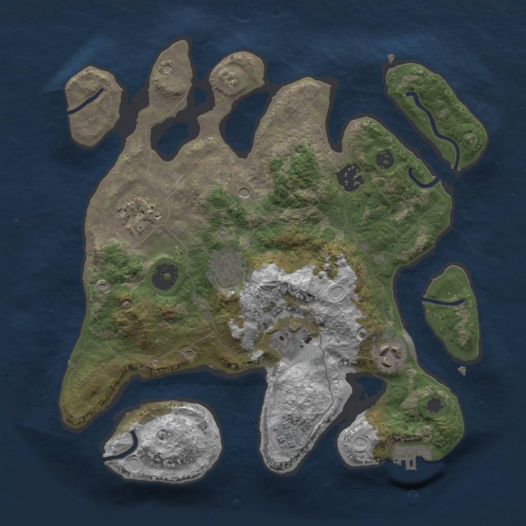 Rust Map: Procedural Map, Size: 3000, Seed: 220614621, 13 Monuments