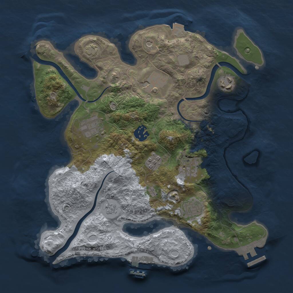 Rust Map: Procedural Map, Size: 3000, Seed: 109164592, 13 Monuments