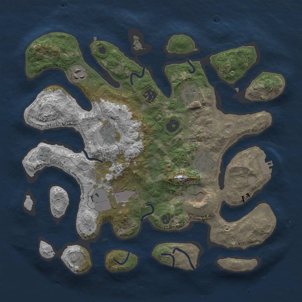 Rust Map: Procedural Map, Size: 3500, Seed: 425556, 15 Monuments