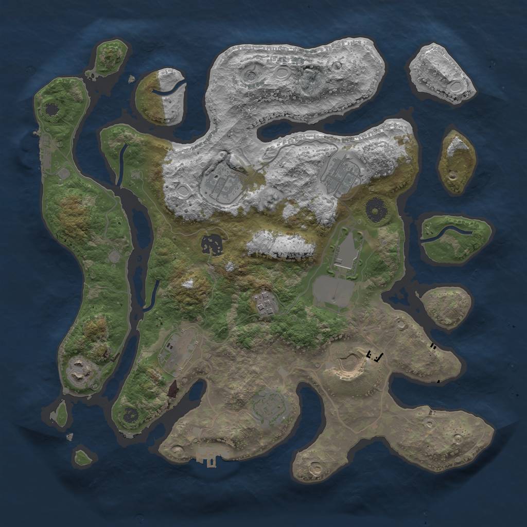 Rust Map: Procedural Map, Size: 3500, Seed: 1038275780, 17 Monuments