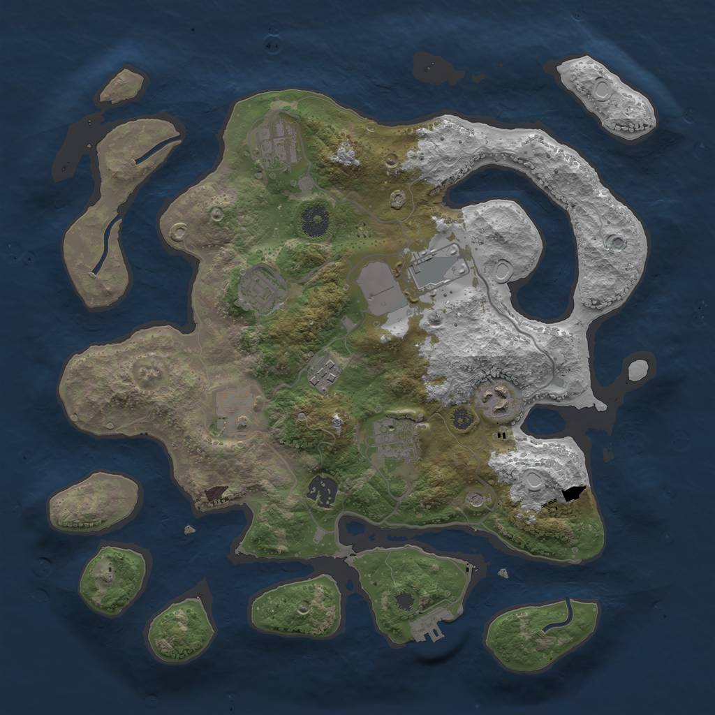 Rust Map: Procedural Map, Size: 3500, Seed: 1134367430, 15 Monuments