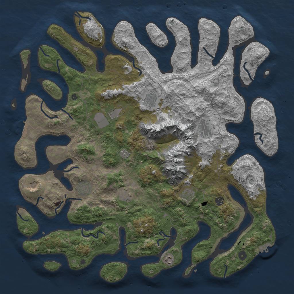 Rust Map: Procedural Map, Size: 5000, Seed: 1574152461, 18 Monuments