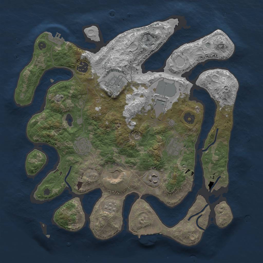 Rust Map: Procedural Map, Size: 3500, Seed: 545653826, 16 Monuments