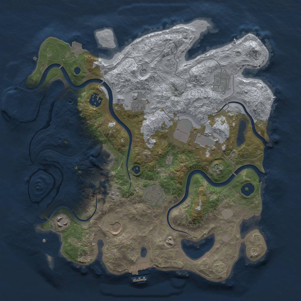 Rust Map: Procedural Map, Size: 3500, Seed: 545653826, 15 Monuments