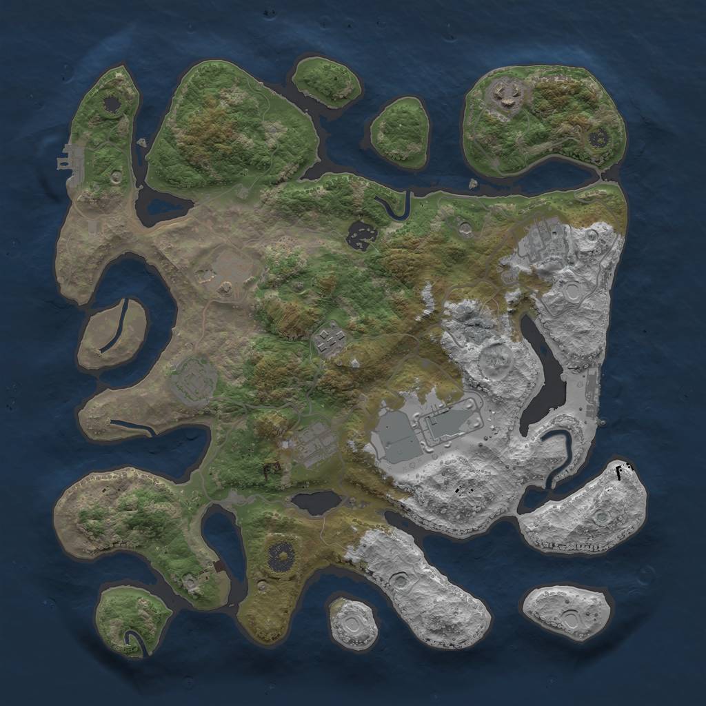Rust Map: Procedural Map, Size: 3600, Seed: 20319316, 16 Monuments
