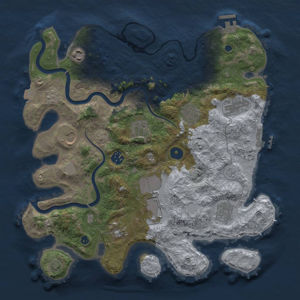 Rust Map: Procedural Map, Size: 3600, Seed: 20319316, 16 Monuments