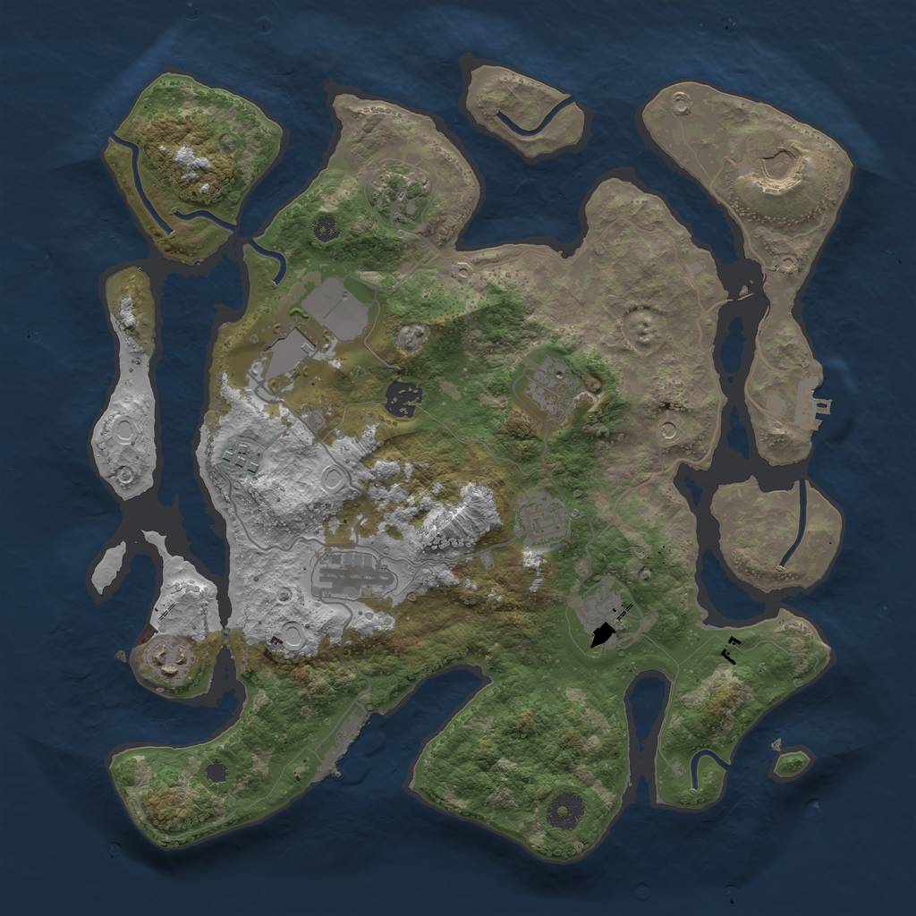 Rust Map: Procedural Map, Size: 3700, Seed: 1137850584, 18 Monuments