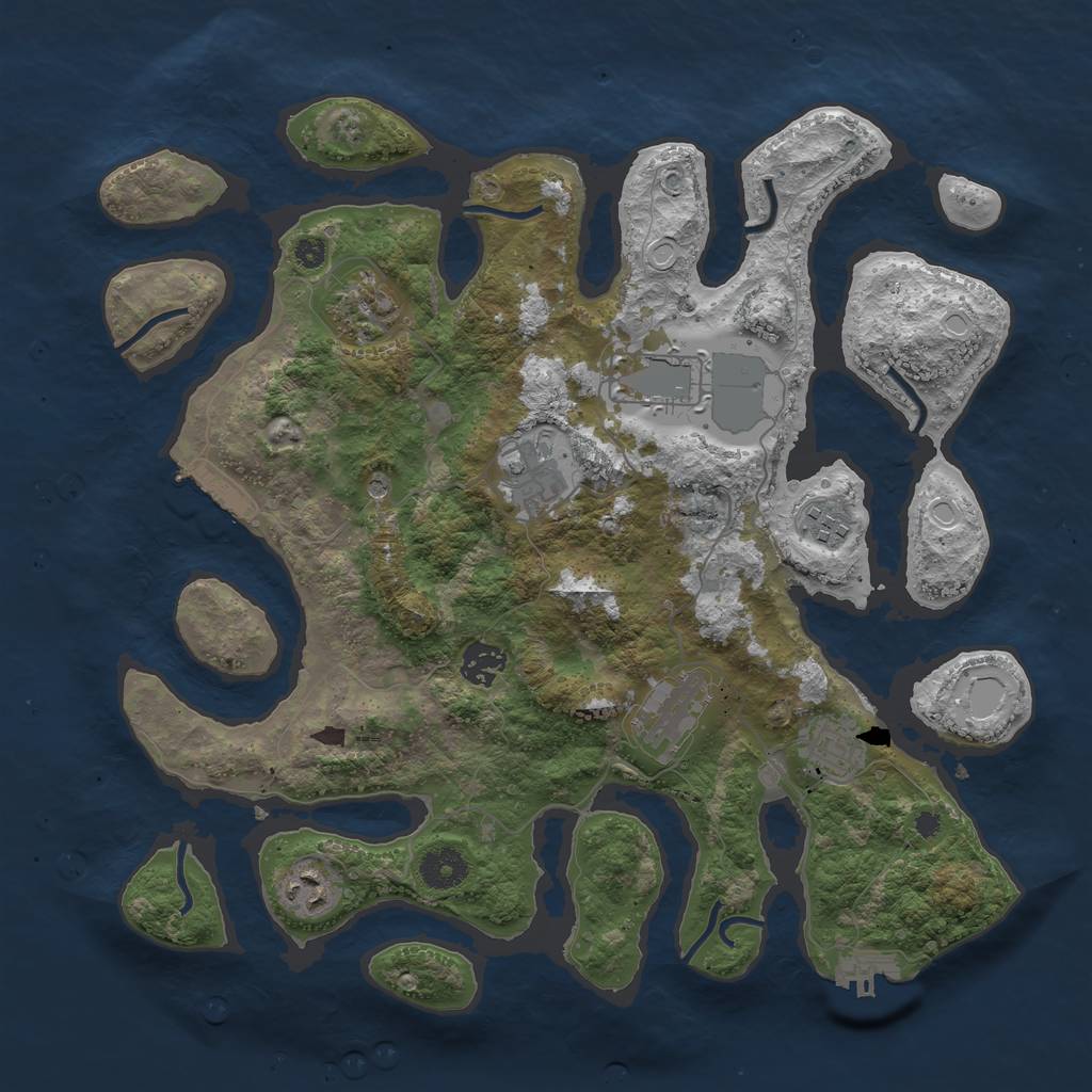 Rust Map: Procedural Map, Size: 3700, Seed: 847090246, 16 Monuments