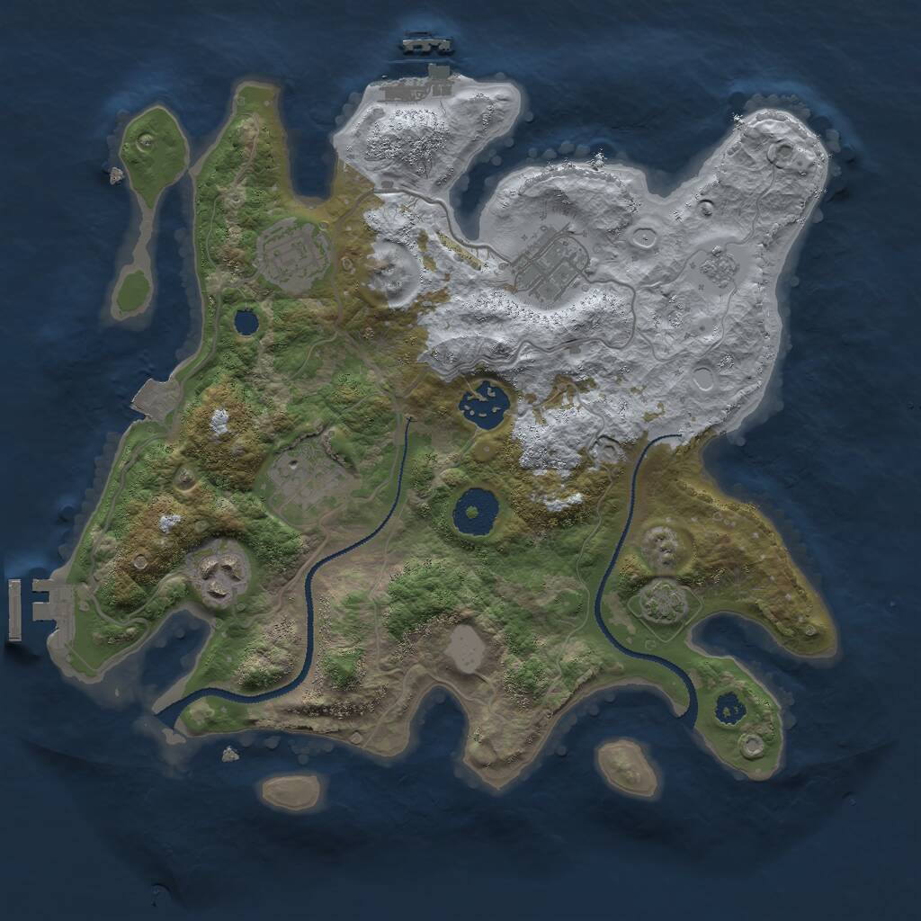 Rust Map: Procedural Map, Size: 3000, Seed: 235464442, 10 Monuments