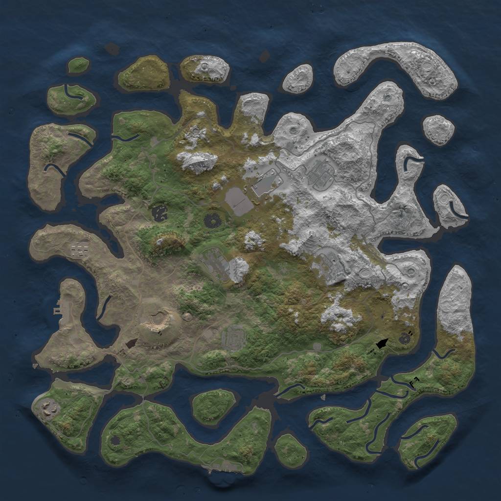 Rust Map: Procedural Map, Size: 4500, Seed: 992022, 17 Monuments