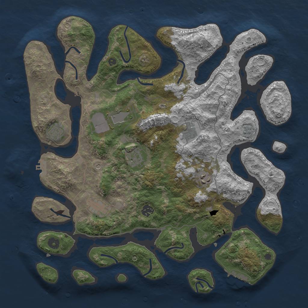 Rust Map: Procedural Map, Size: 4000, Seed: 4425854, 16 Monuments