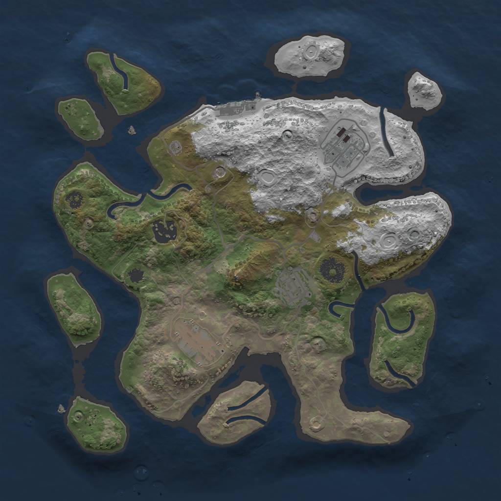 Rust Map: Procedural Map, Size: 3000, Seed: 1929694121, 11 Monuments