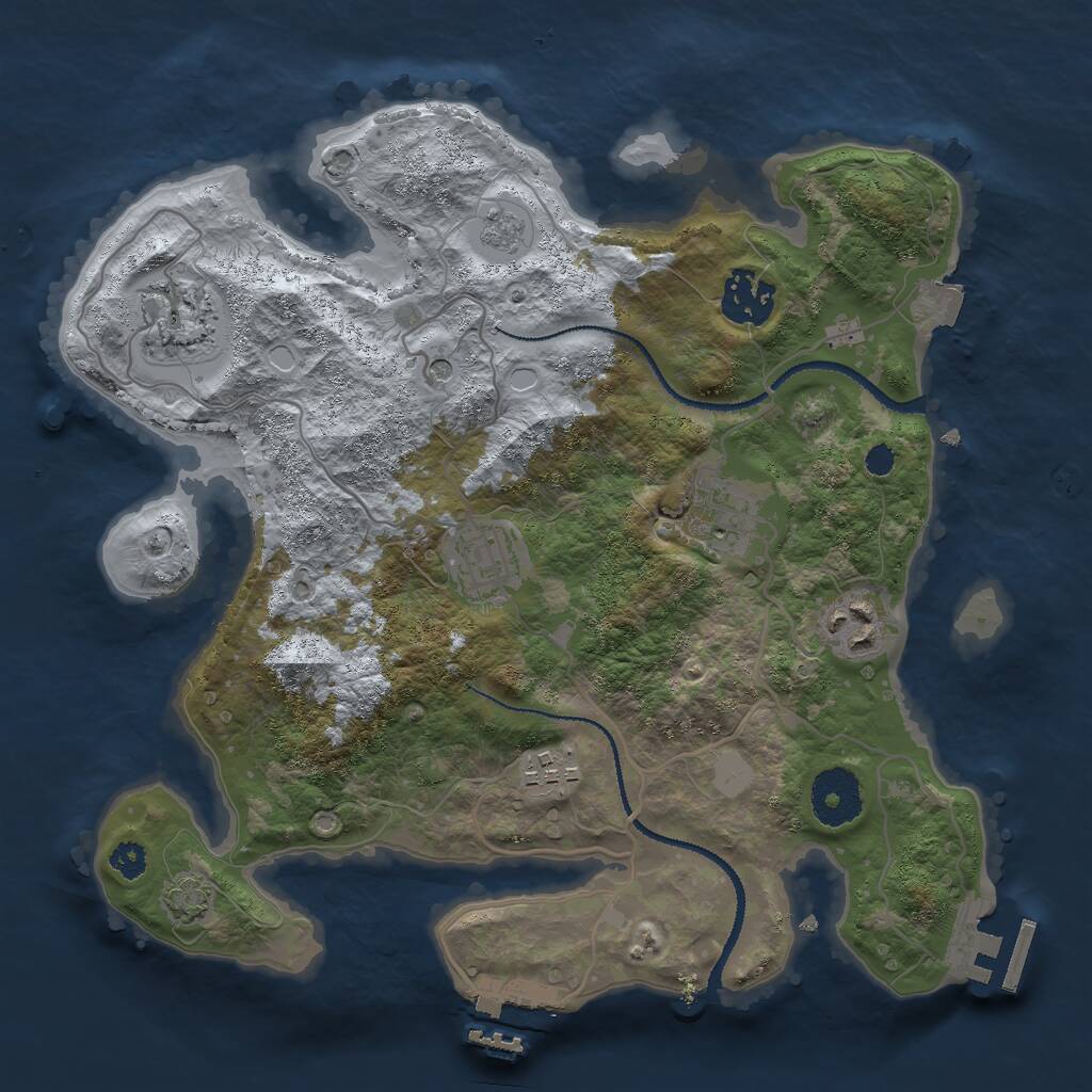 Rust Map: Procedural Map, Size: 3000, Seed: 29860181, 12 Monuments