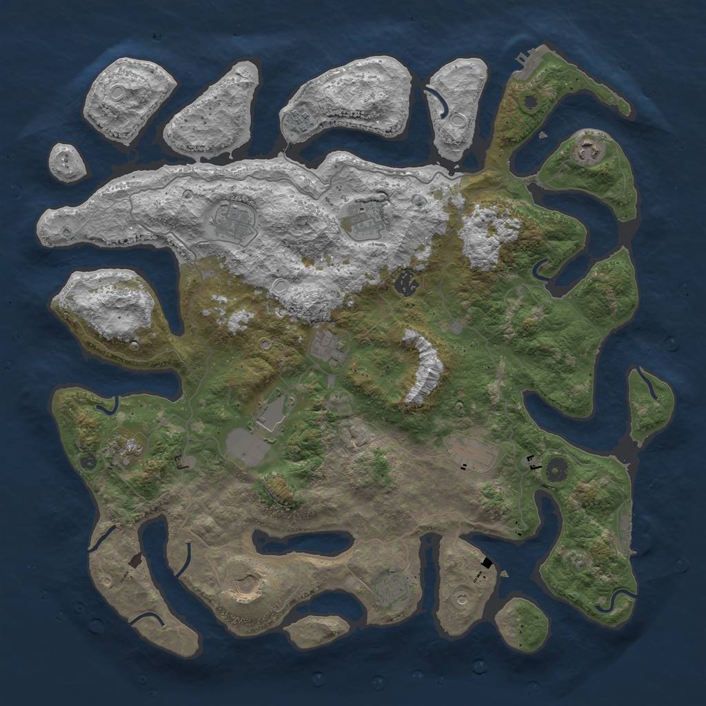Rust Map: Procedural Map, Size: 4500, Seed: 555362472, 19 Monuments