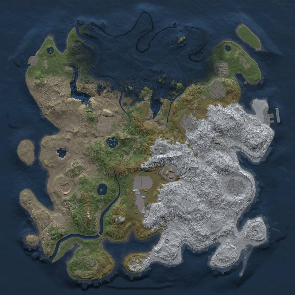 Rust Map: Procedural Map, Size: 4000, Seed: 811987451, 14 Monuments
