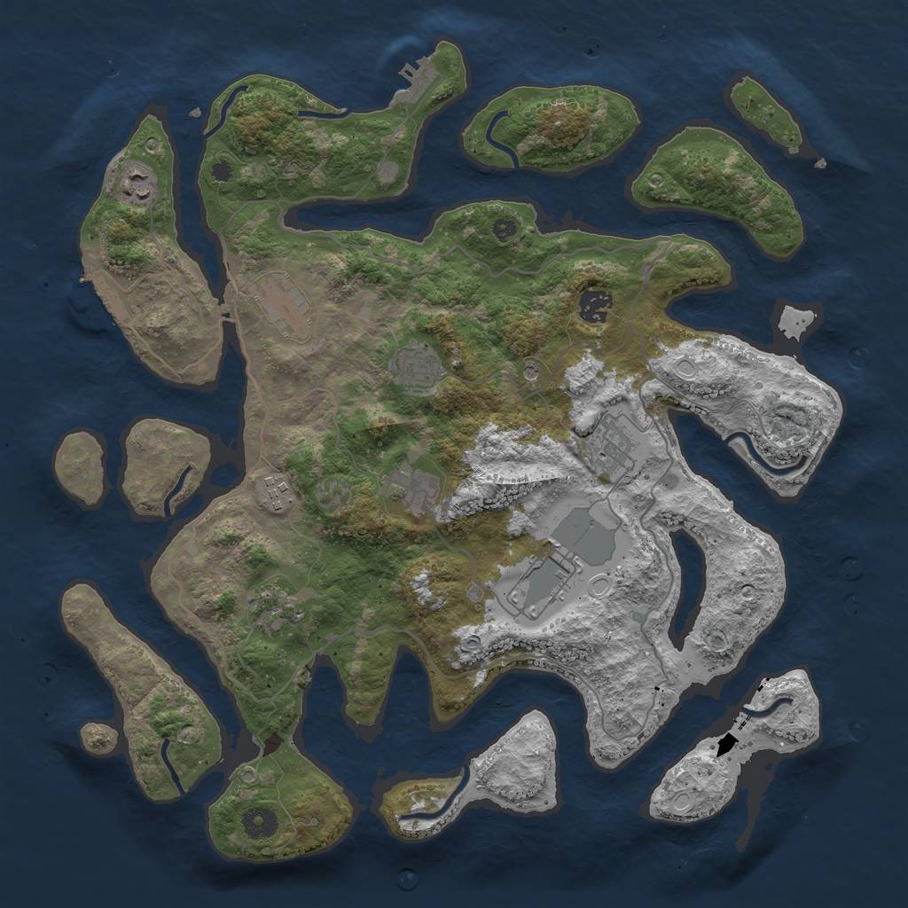 Rust Map: Procedural Map, Size: 4000, Seed: 811987451, 17 Monuments