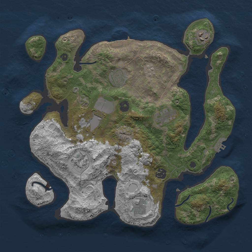 Rust Map: Procedural Map, Size: 3500, Seed: 1570419372, 16 Monuments
