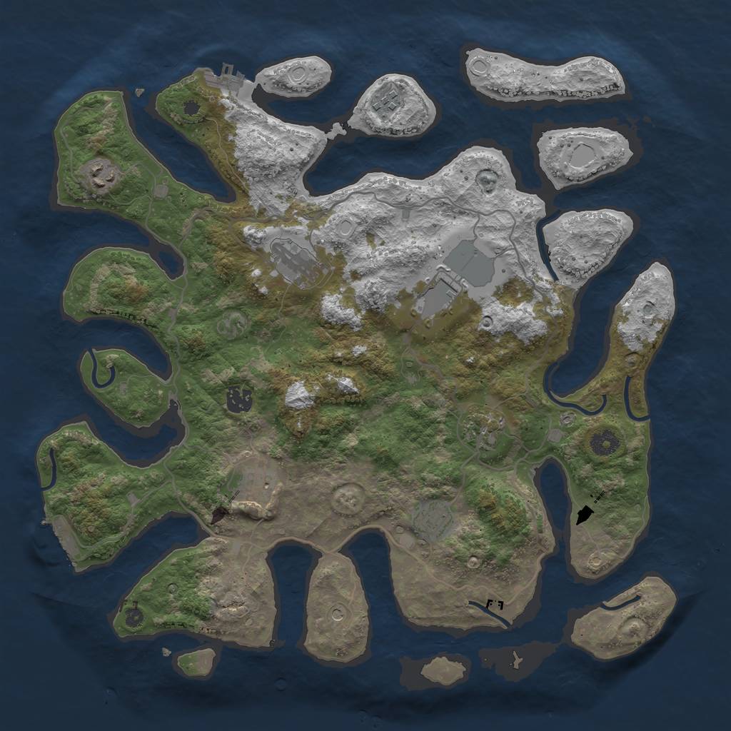 Rust Map: Procedural Map, Size: 4000, Seed: 1436344105, 16 Monuments